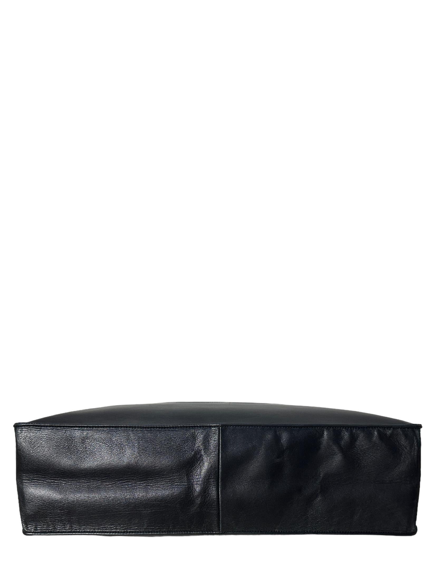 Chanel Vintage Black Lambskin Leather CC Logo Tote Bag 2