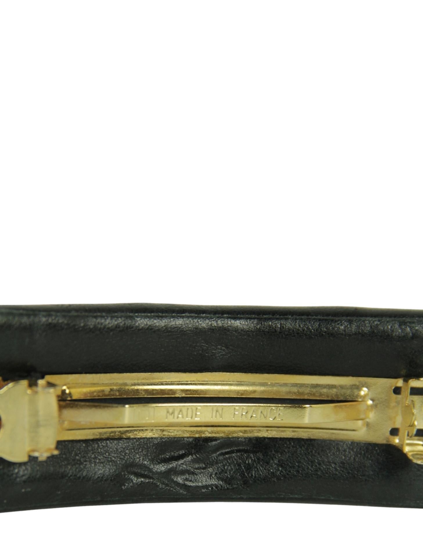 Women's Chanel Vintage Black Lambskin Leather CC Twistlock Hair Barrette For Sale