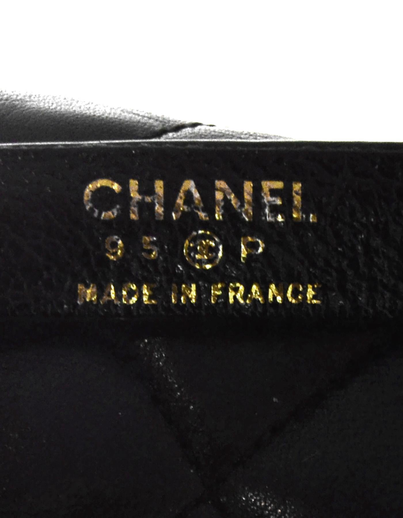 Chanel Vintage Black Lambskin Leather Quilted Belt Bag W/ Patent Belt Sz 34 6