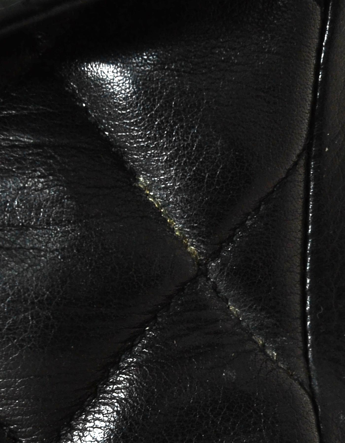 Chanel Vintage Black Lambskin Leather Quilted Belt Bag W/ Patent Belt Sz 34 2
