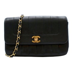 Chanel Vintage Black Lambskin Quilted Diana Flap Bag