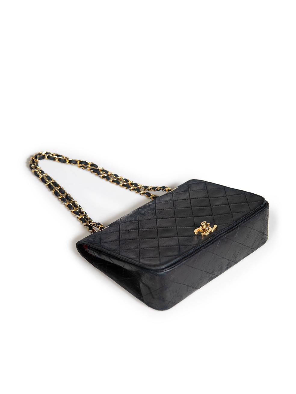 Women's Chanel Vintage Black Lambskin Quilted Flap Bag For Sale
