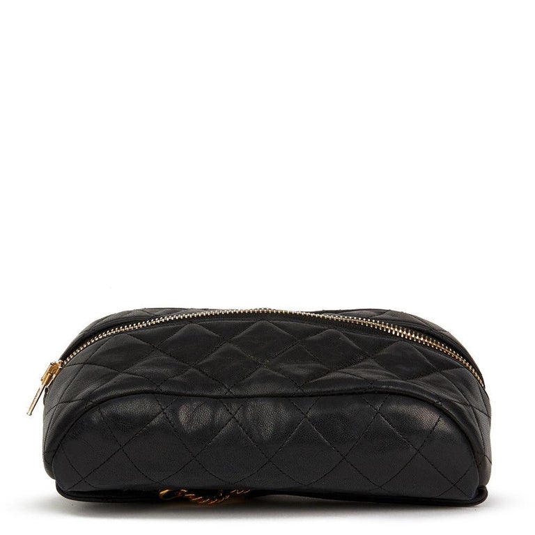 Chanel Vintage Black Lambskin Quilted Medallion Fanny Pack Waist
