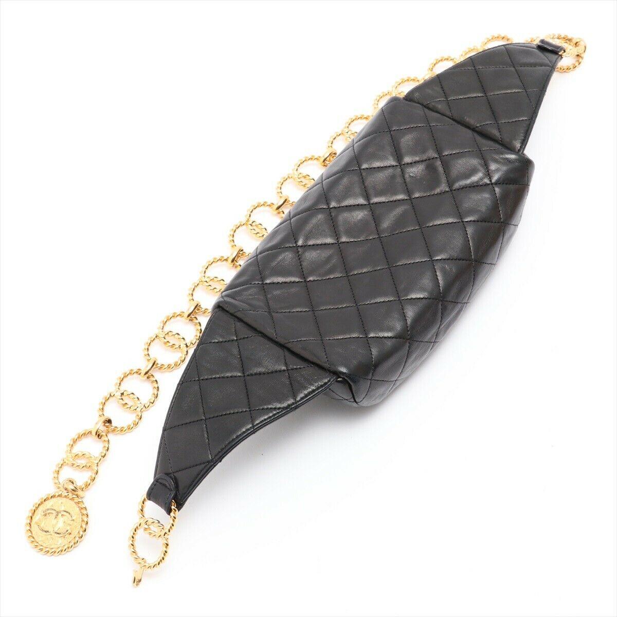 Chanel Vintage Black Lambskin Quilted Medallion Fanny Pack Waist Belt Bag Rare In Good Condition For Sale In Miami, FL