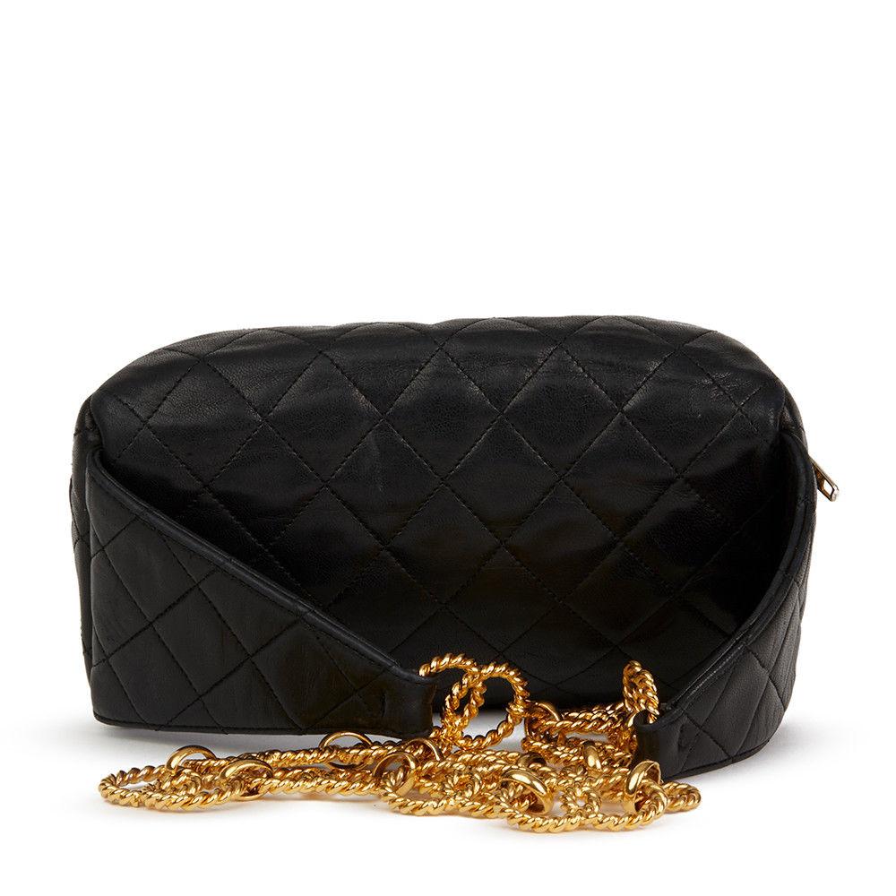 Chanel Vintage Black Lambskin Quilted Medallion Fanny Pack Waist Belt Bag Rare For Sale 3