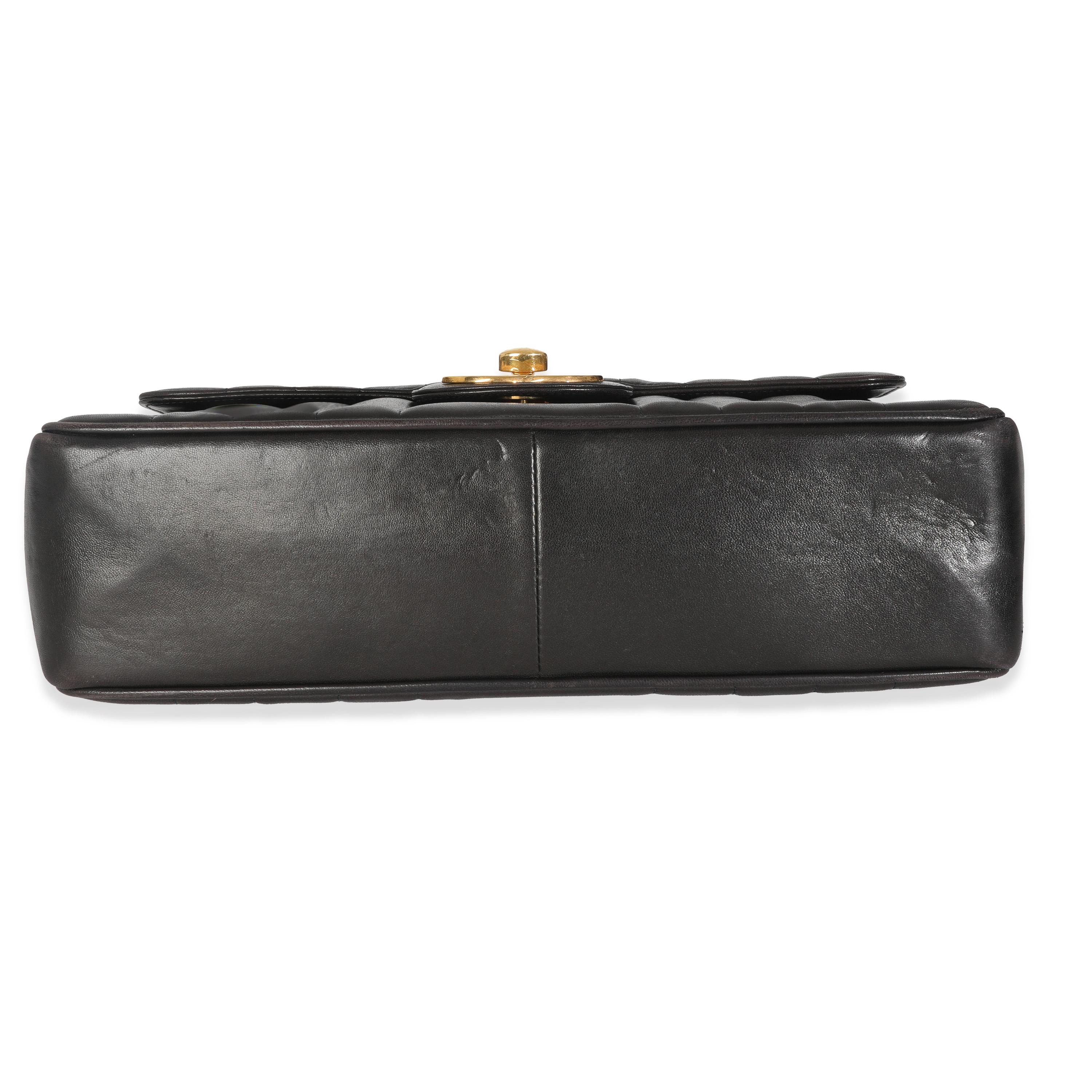Chanel Vintage Black Lambskin Vertical Stitch Jumbo XL Flap Bag For Sale 1