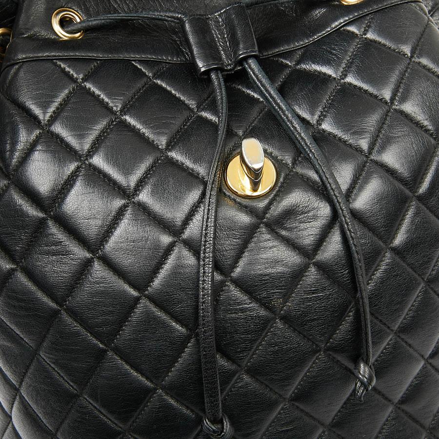 CHANEL Vintage Black Leather Backpack 4