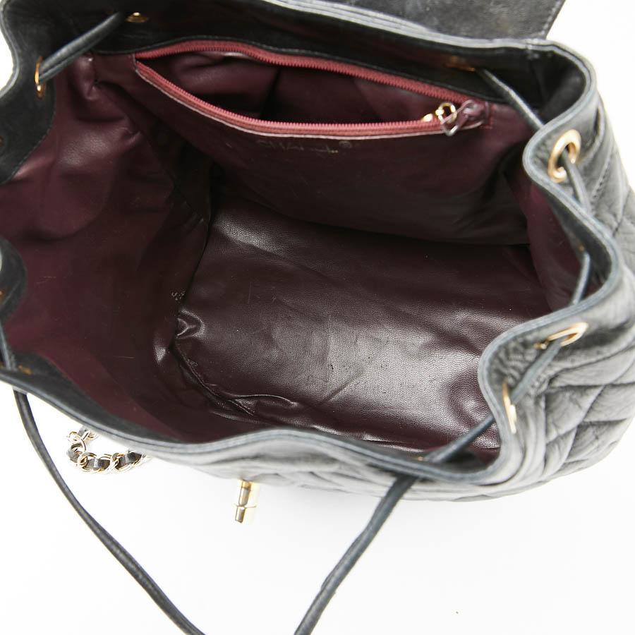 CHANEL Vintage Black Leather Backpack 6