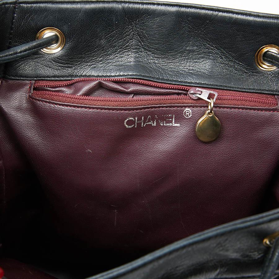 CHANEL Vintage Black Leather Backpack 8