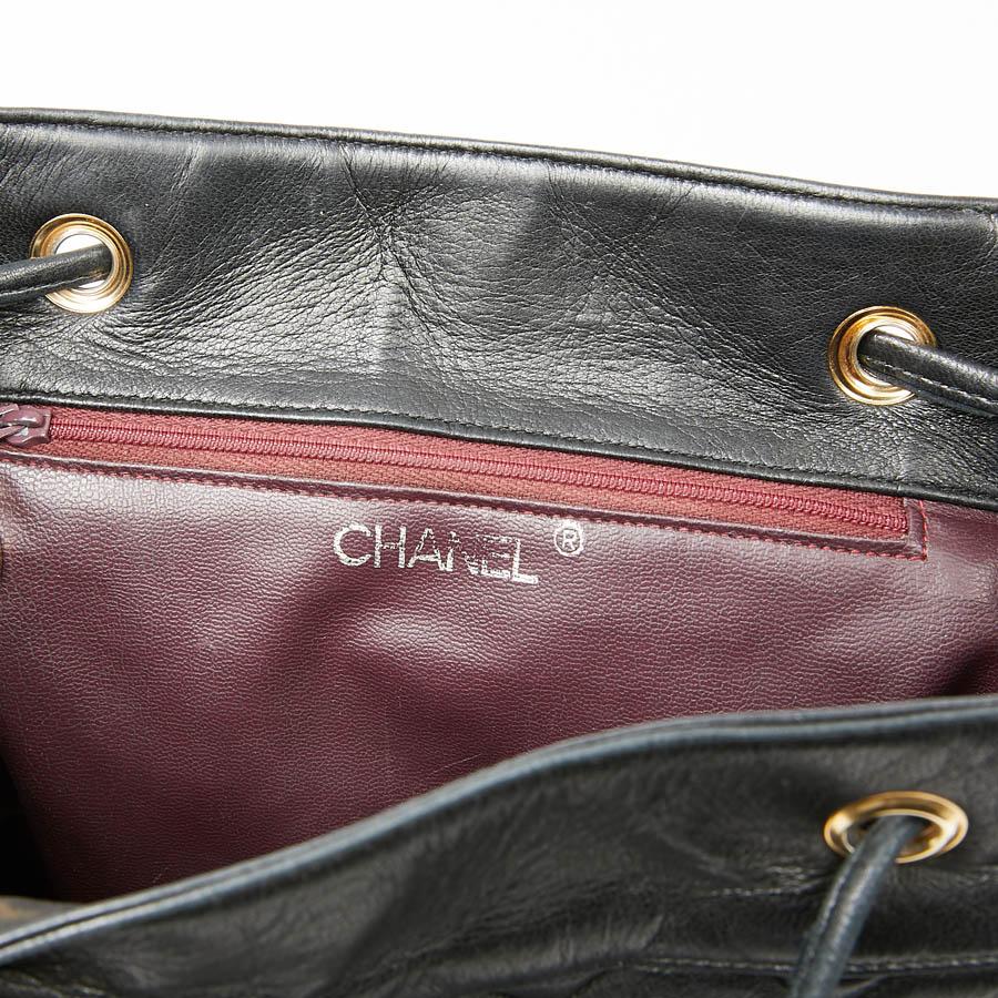 CHANEL Vintage Black Leather Backpack 9