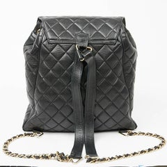 CHANEL Vintage Black Leather Backpack