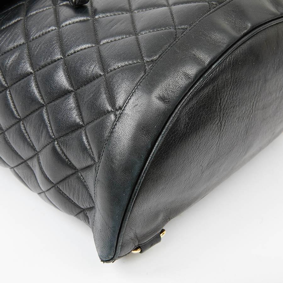 CHANEL Vintage Black Leather Backpack 1