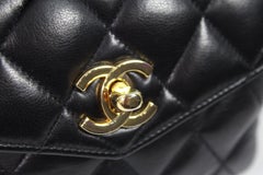 Chanel Vintage Black Leather Belt Bag / fanny pack. Good condition