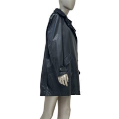 CHANEL Vintage Black Leather Bouclé Trim Jacket Sz. 42-44