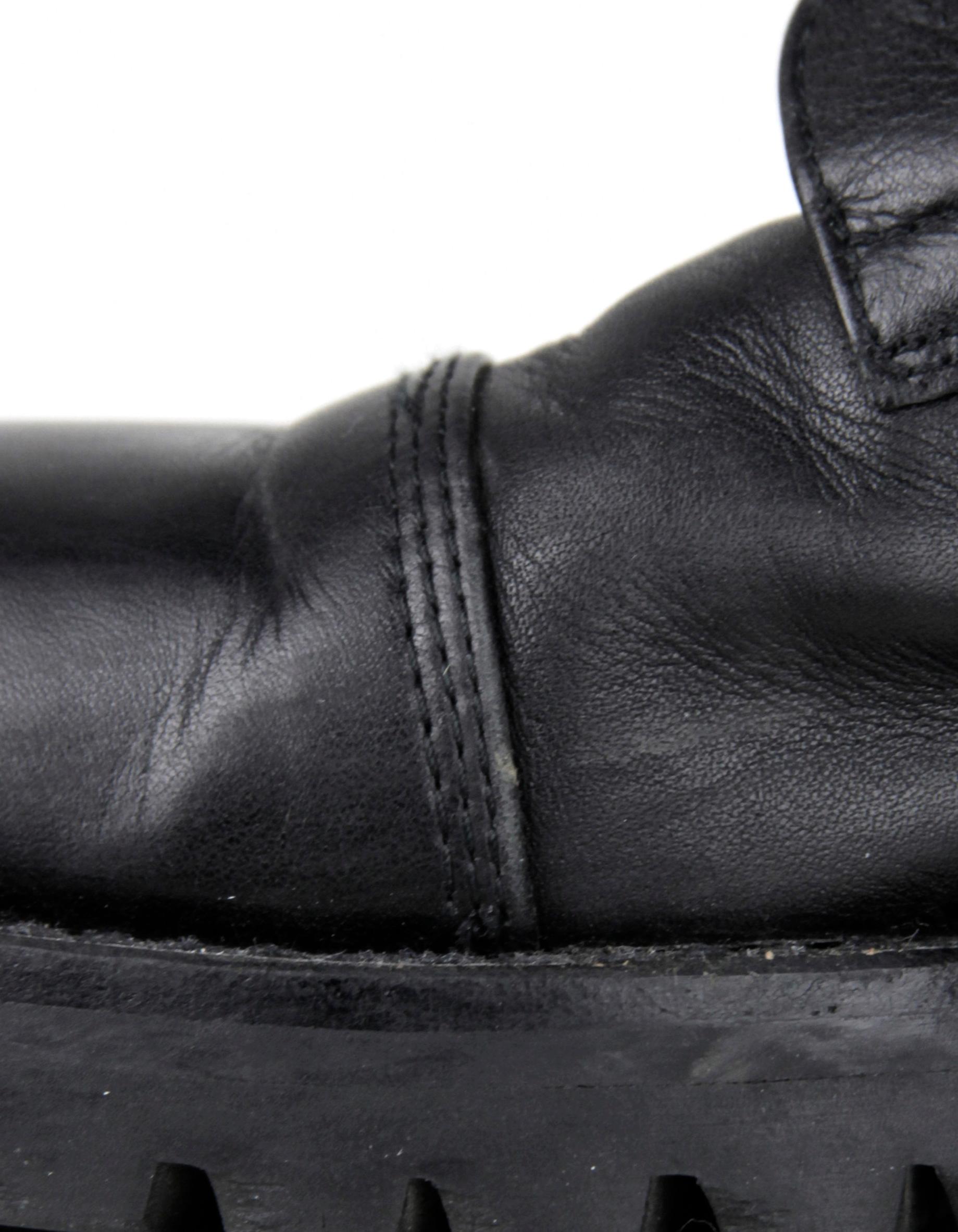 Chanel Vintage Black Leather CC Combat Boots sz 36 For Sale 1