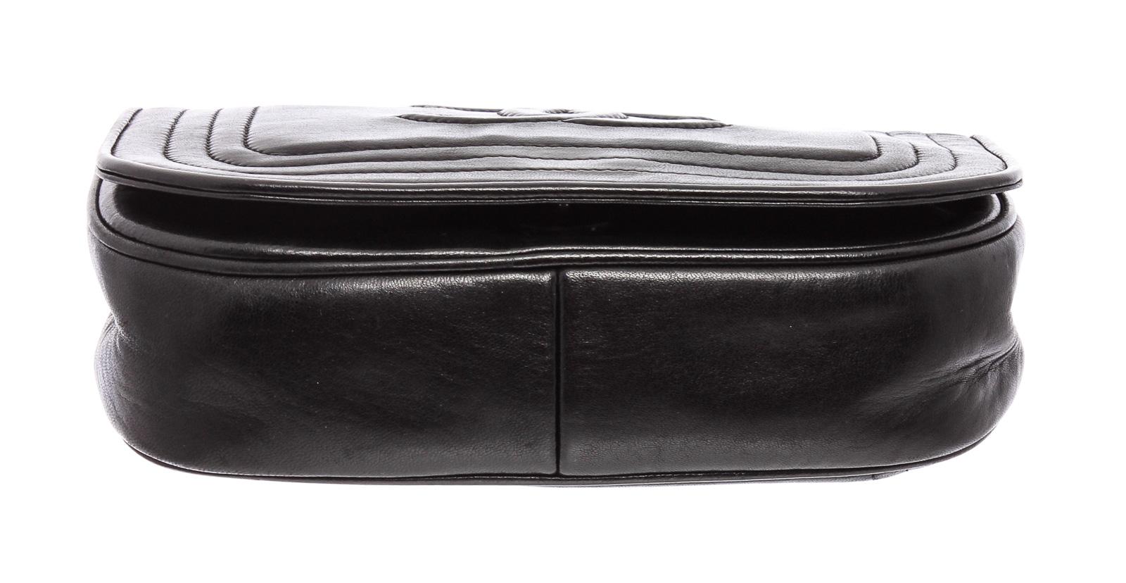 Women's Chanel Vintage Black Leather CC Half Moon Shoulder Bag