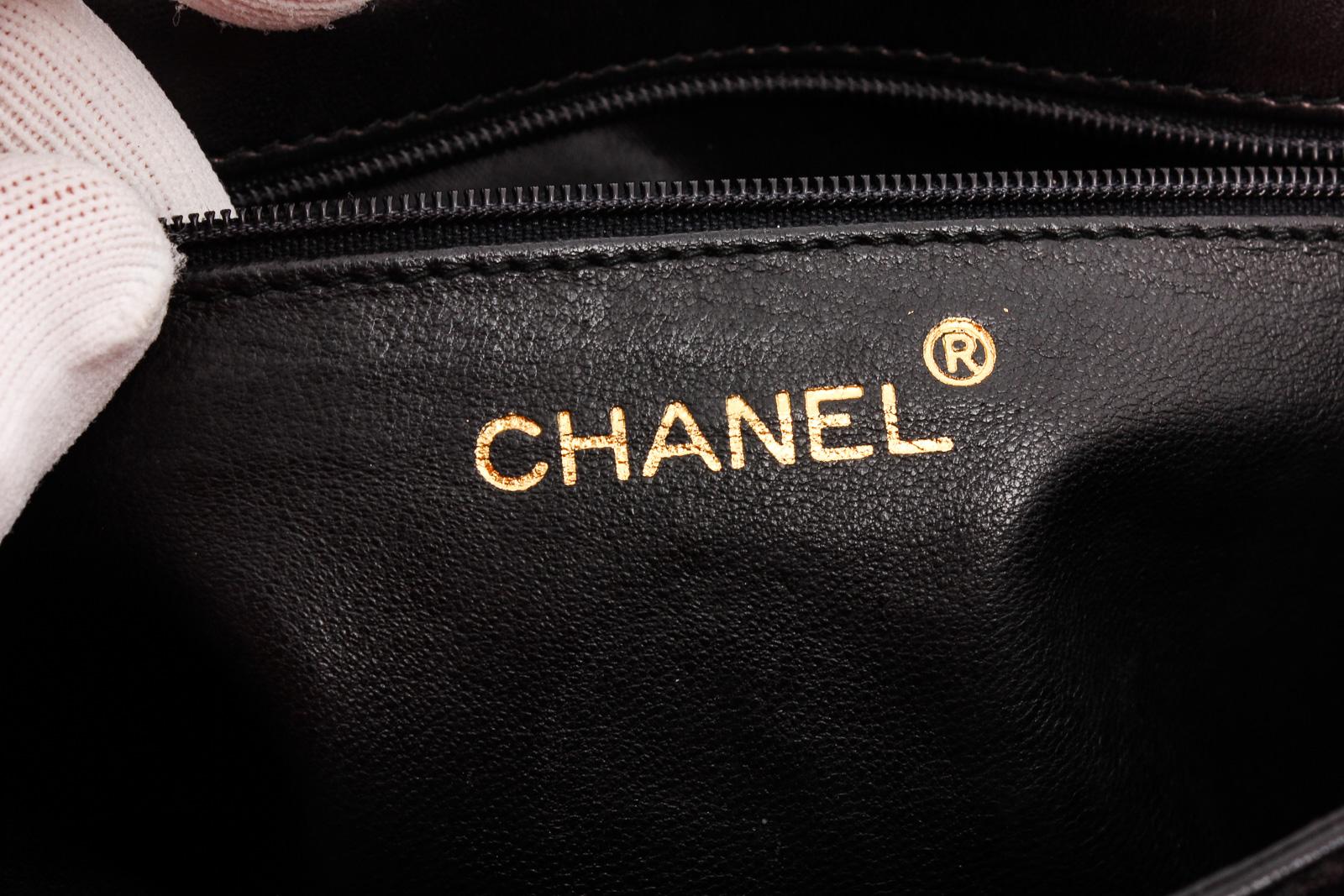 Chanel Vintage Black Leather CC Half Moon Shoulder Bag 2