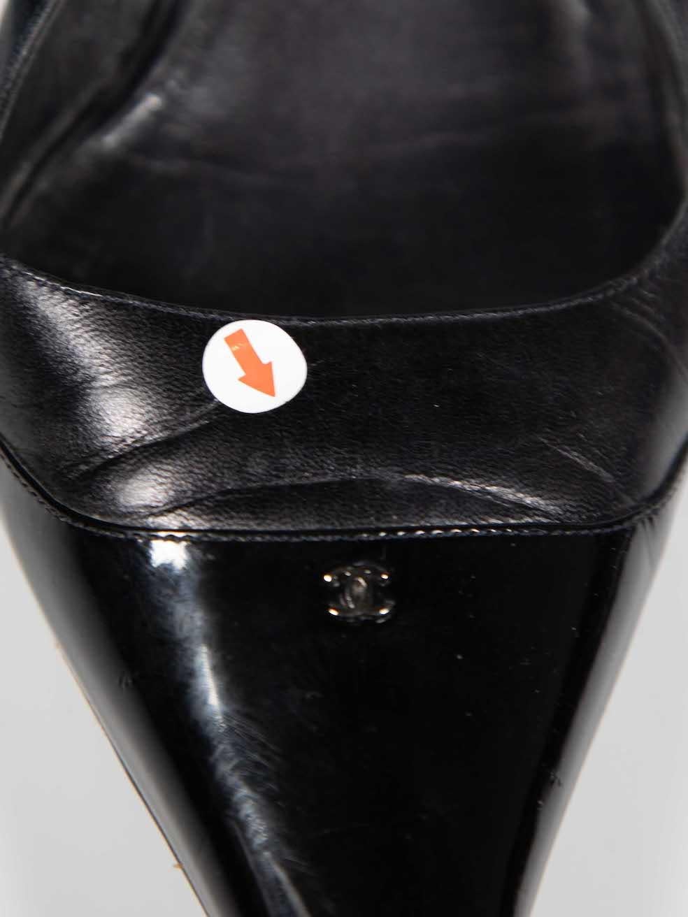 Chanel Vintage cuir noir CC Slingback Heels Size IT 36 2