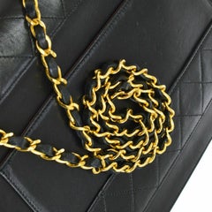Chanel Vintage Black Leather Gold Box Small Kelly Evening Shoulder Flap Bag