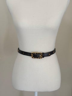 Chanel Vintage Black Leather Gold CC Chain-Accent Belt