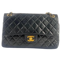 Chanel Vintage Black Leather Medium Flap Bag