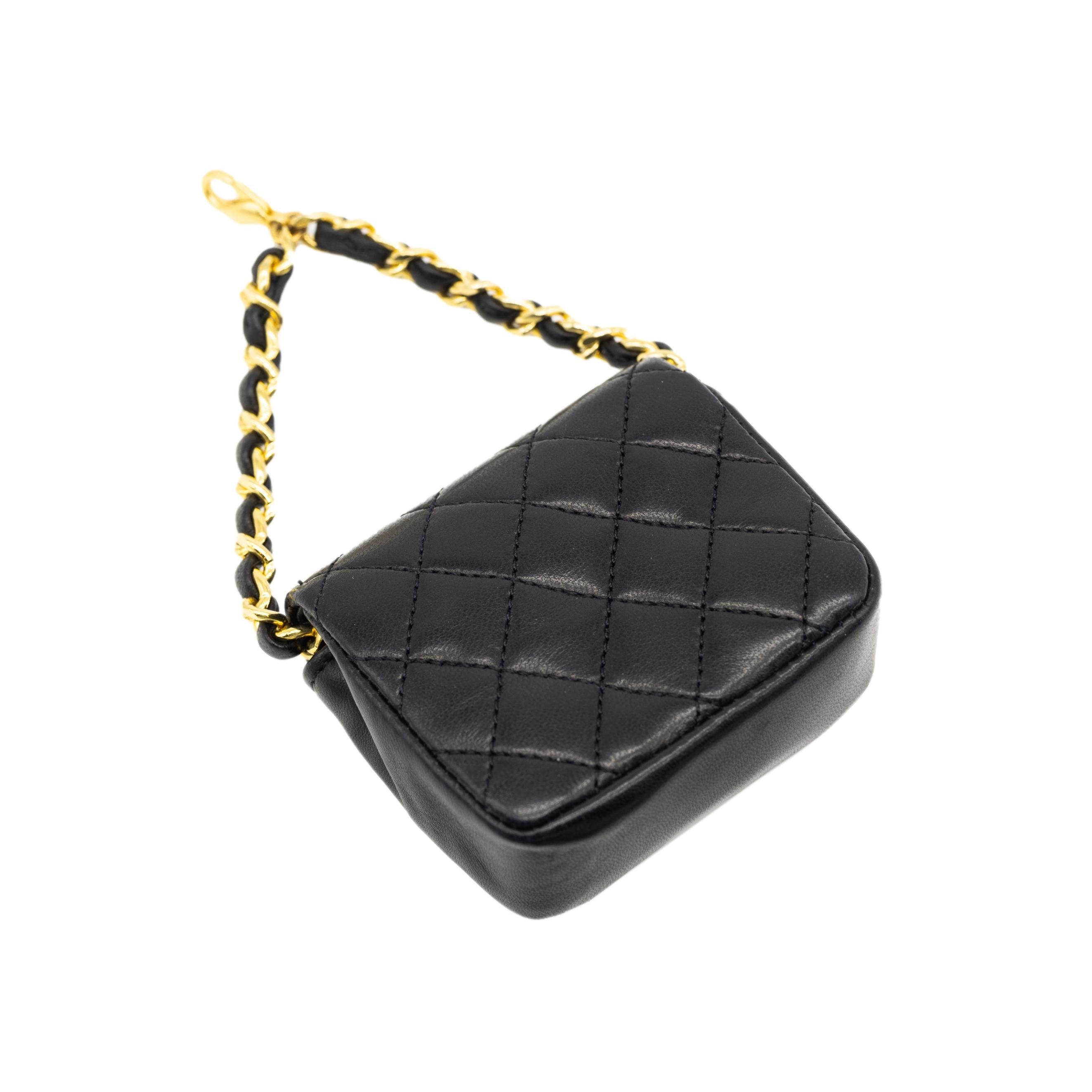 Chanel Vintage Black Leather Micro Flap Bag on Triple Swag Medallion Belt, 1984. 5