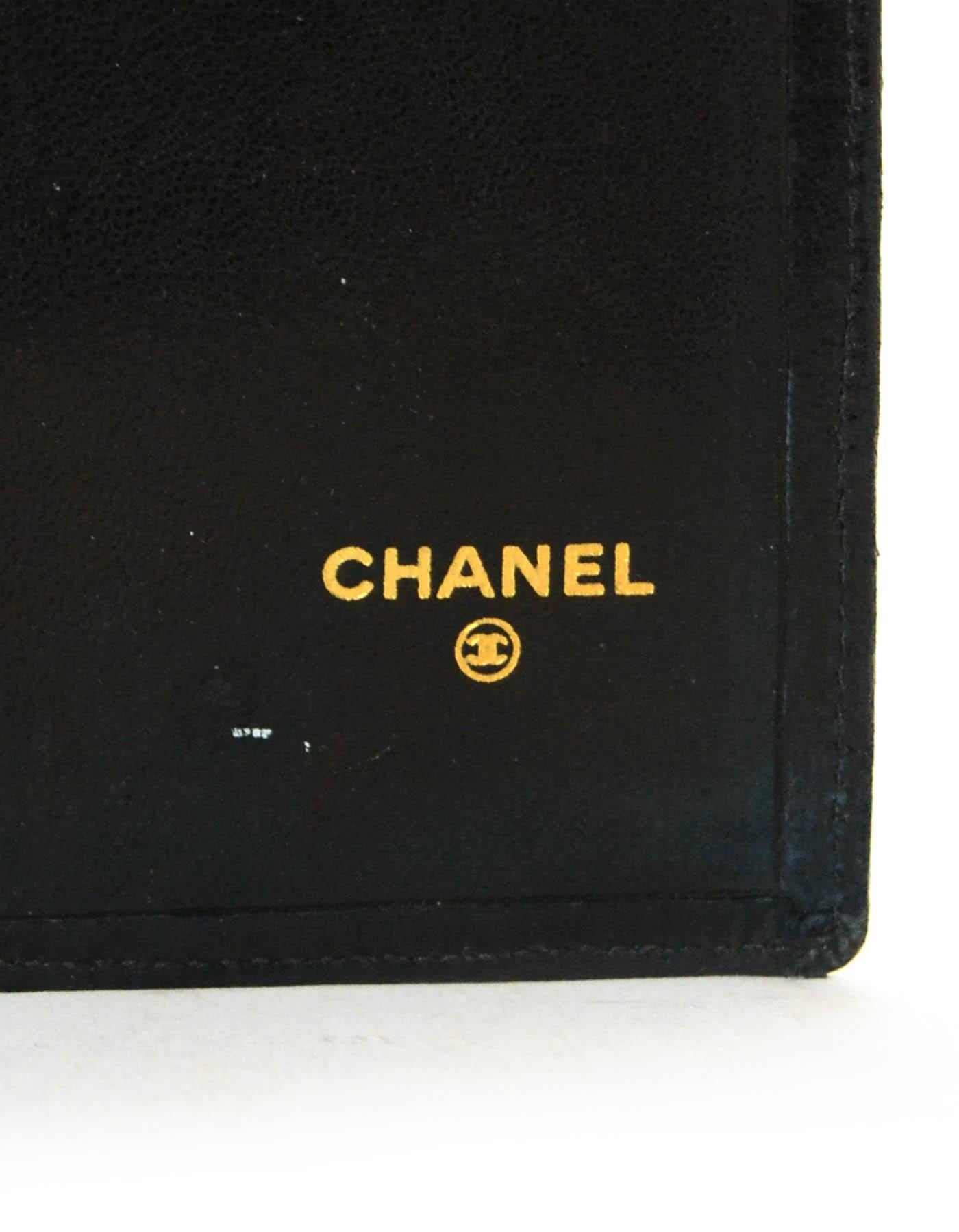 Chanel Vintage Black Leather Quilted Checkbook Cover/Wallet 1