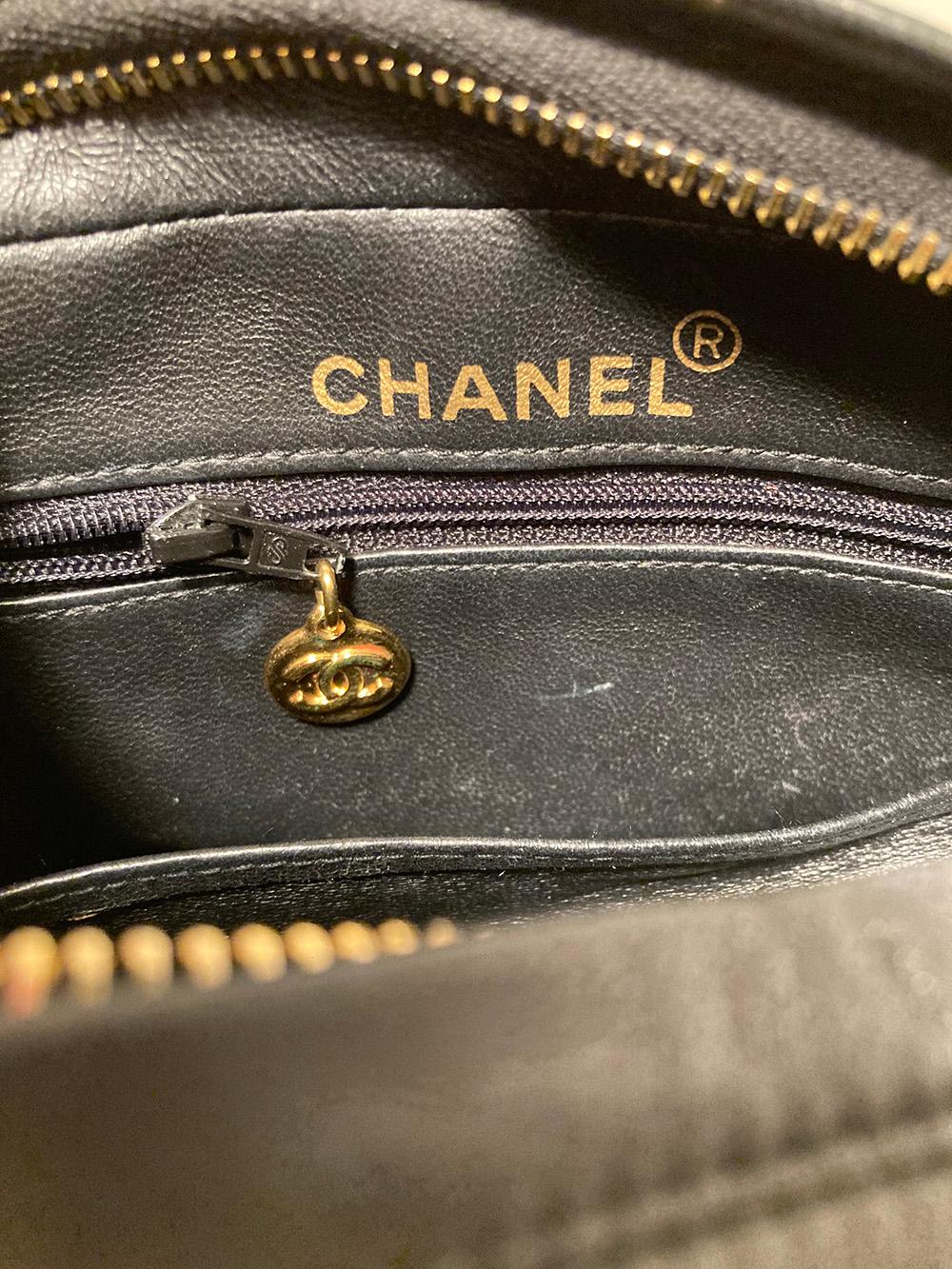 Chanel Vintage Black Leather Tassel Camera Bag  5