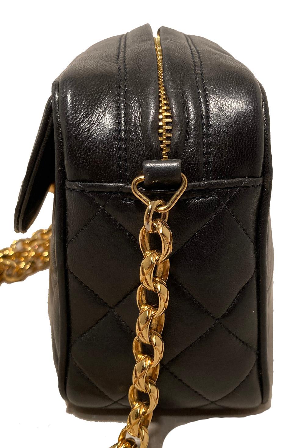 Chanel Vintage Black Leather Tassel Camera Bag  In Good Condition In Philadelphia, PA