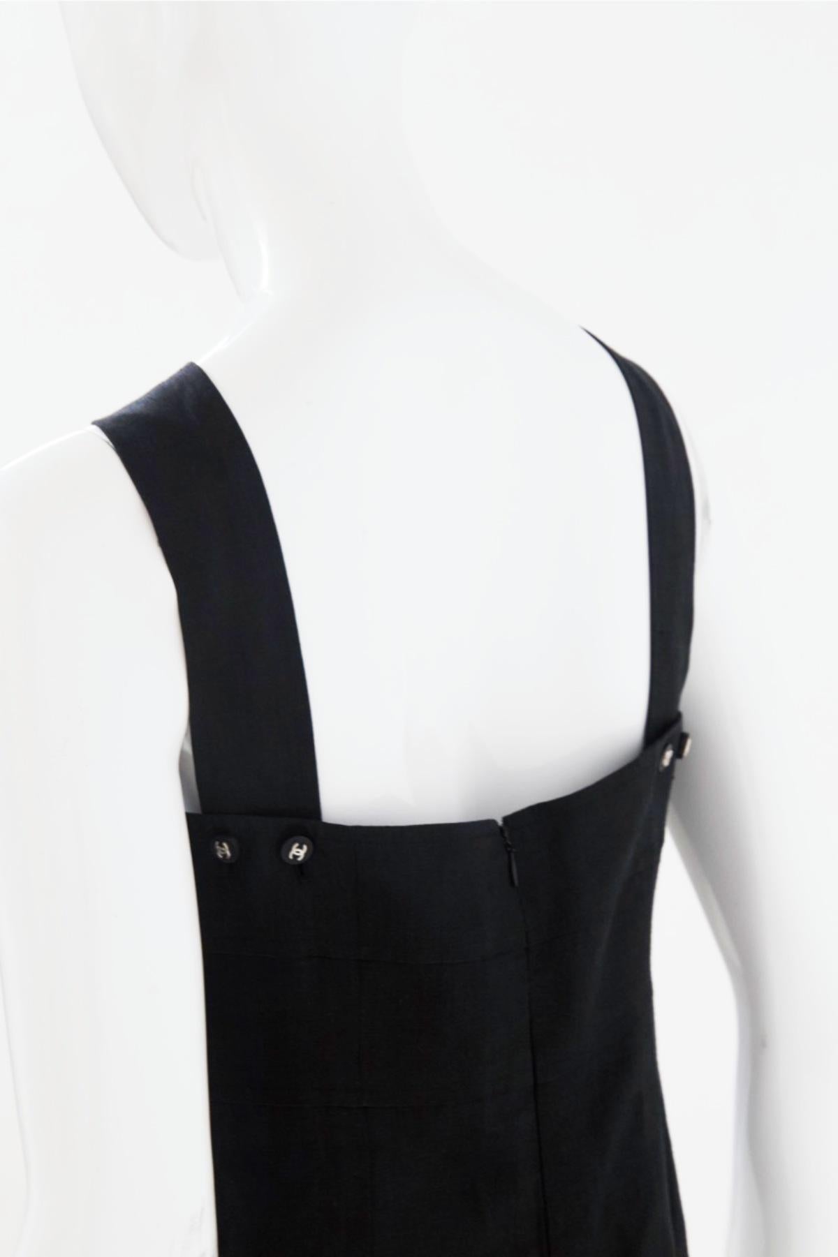 Chanel Vintage Black Linen Dress 2