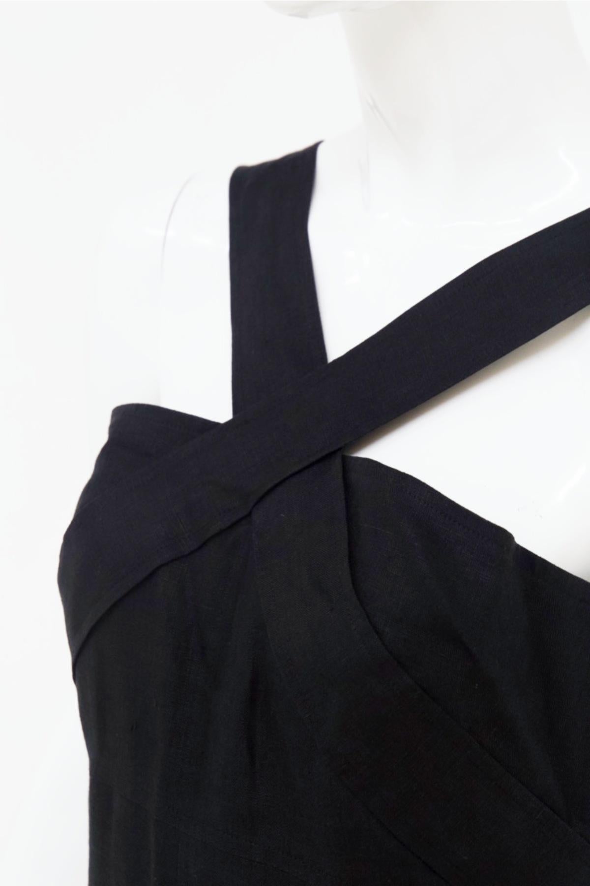 Chanel Vintage Black Linen Dress 4