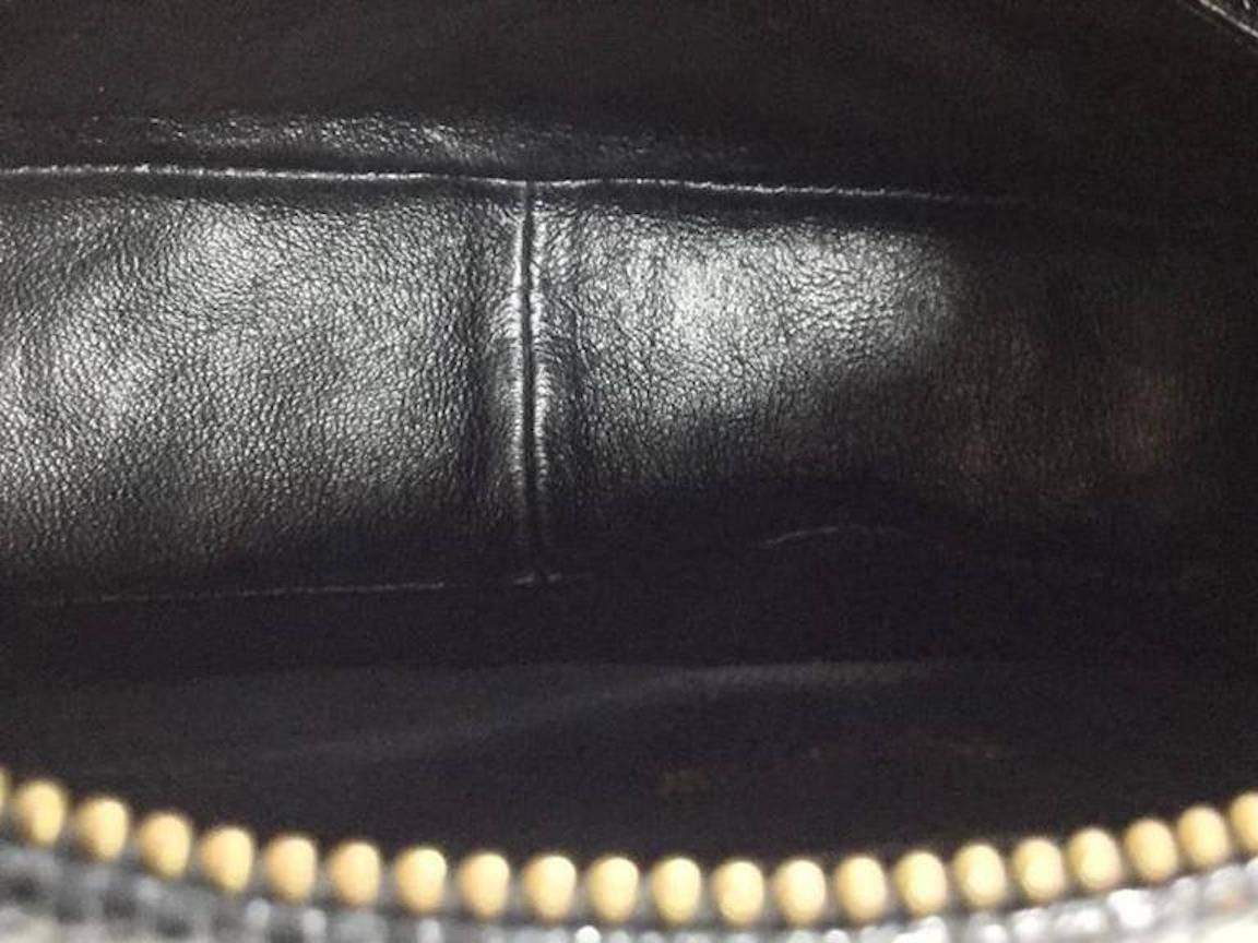 Chanel Vintage Black Lizard Exotic Leather Gold Evening Camera Shoulder Bag 1