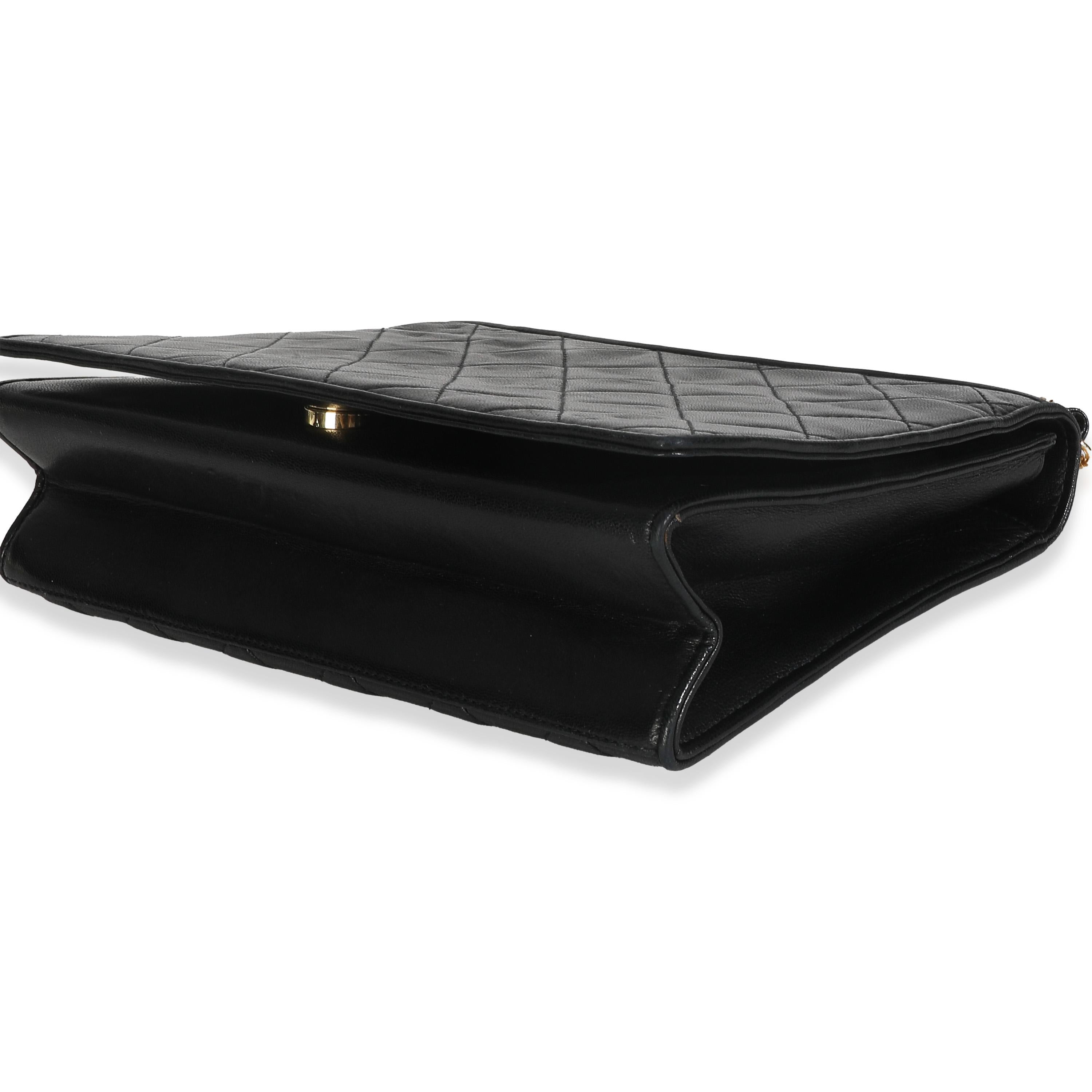 Chanel Vintage Schwarz Matelasse Gesteppt Lammfell Crossbody Full Flap Tasche 1