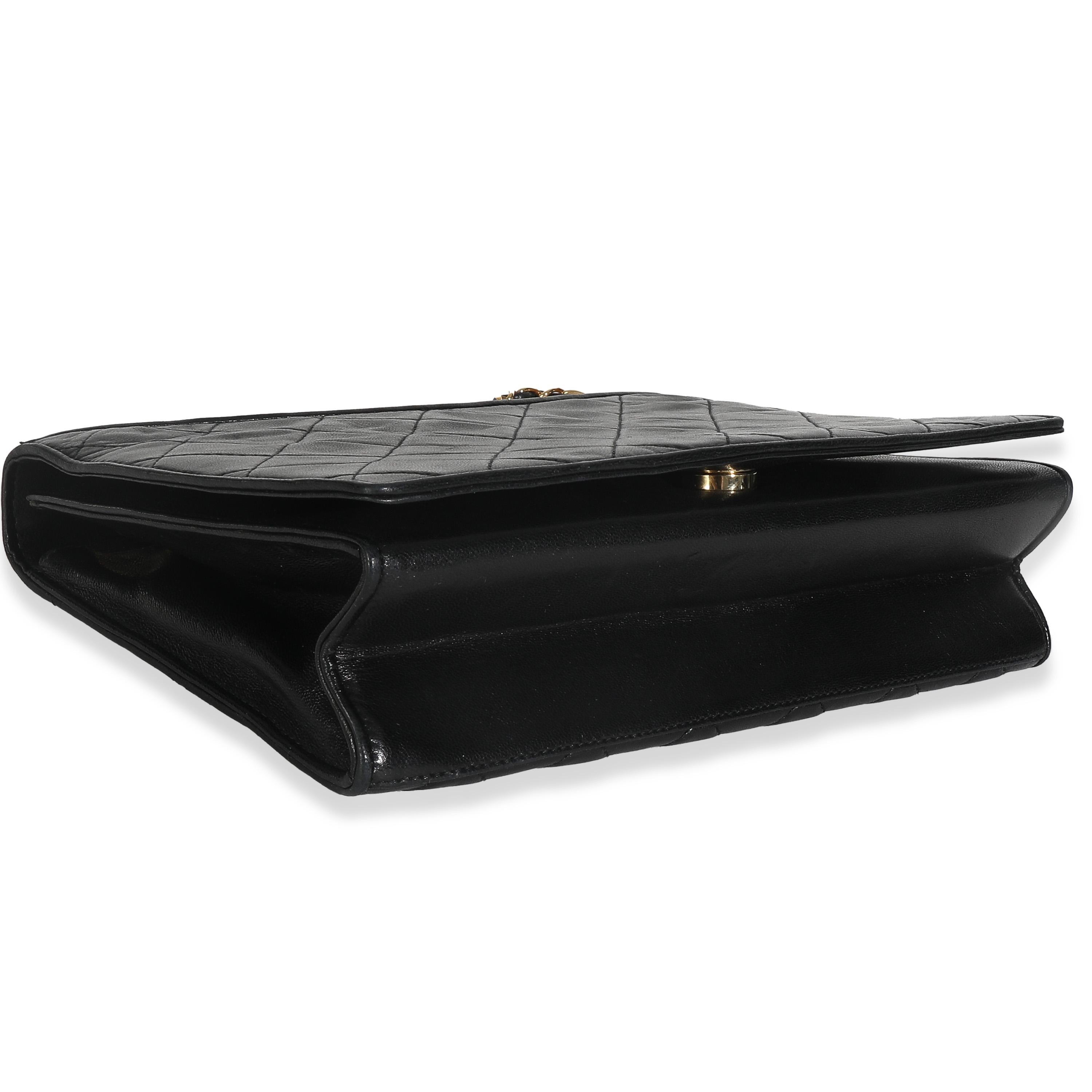 Chanel Vintage Schwarz Matelasse Gesteppt Lammfell Crossbody Full Flap Tasche 3