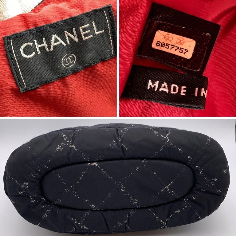 Chanel Vintage Black Nylon Canvas Old Travel Line Dog Pet Carrier Bag