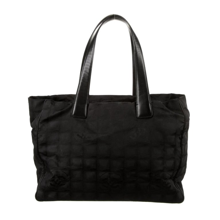 Chanel Vintage Black Nylon Travel Line Tote Bag (Circa 2005) For