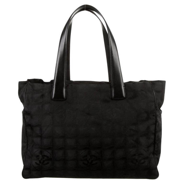 Chanel Vintage Black Nylon Travel Line Tote Bag (Circa 2005) For