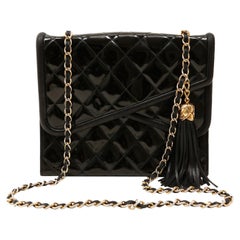 Chanel Retro Black Patent Leather Double Flap Envelope Bag