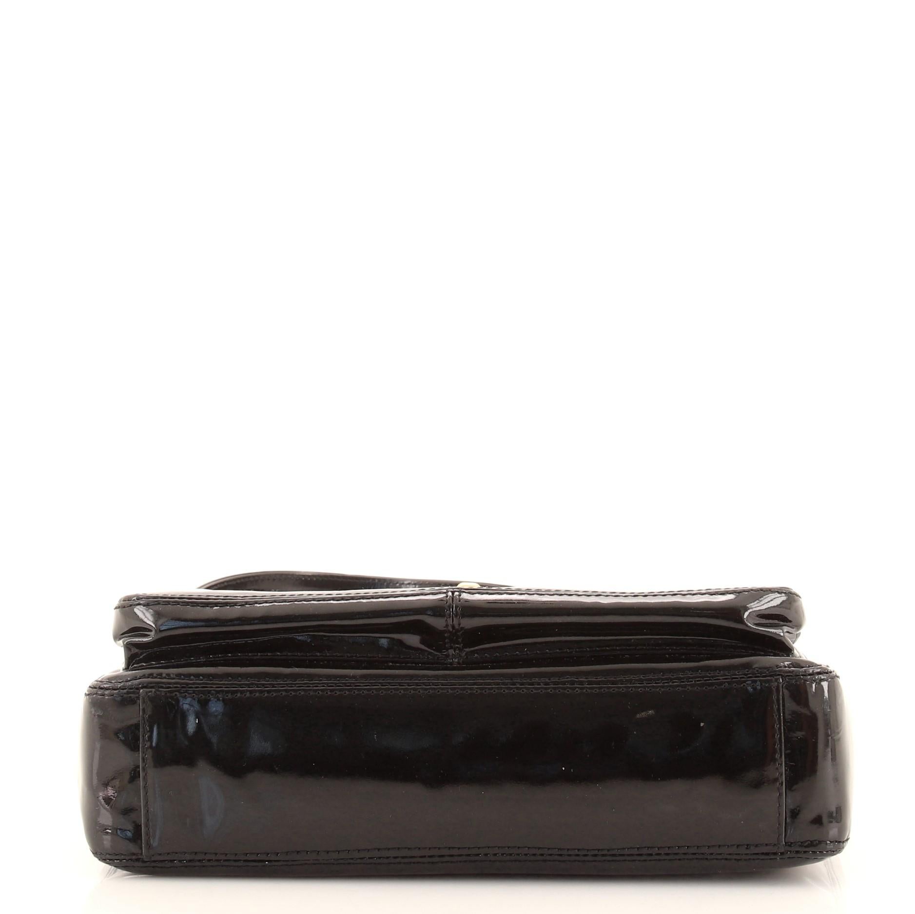 Women's Chanel Vintage Black Patent Leather Front Pocket Chain Medium Tote Bag