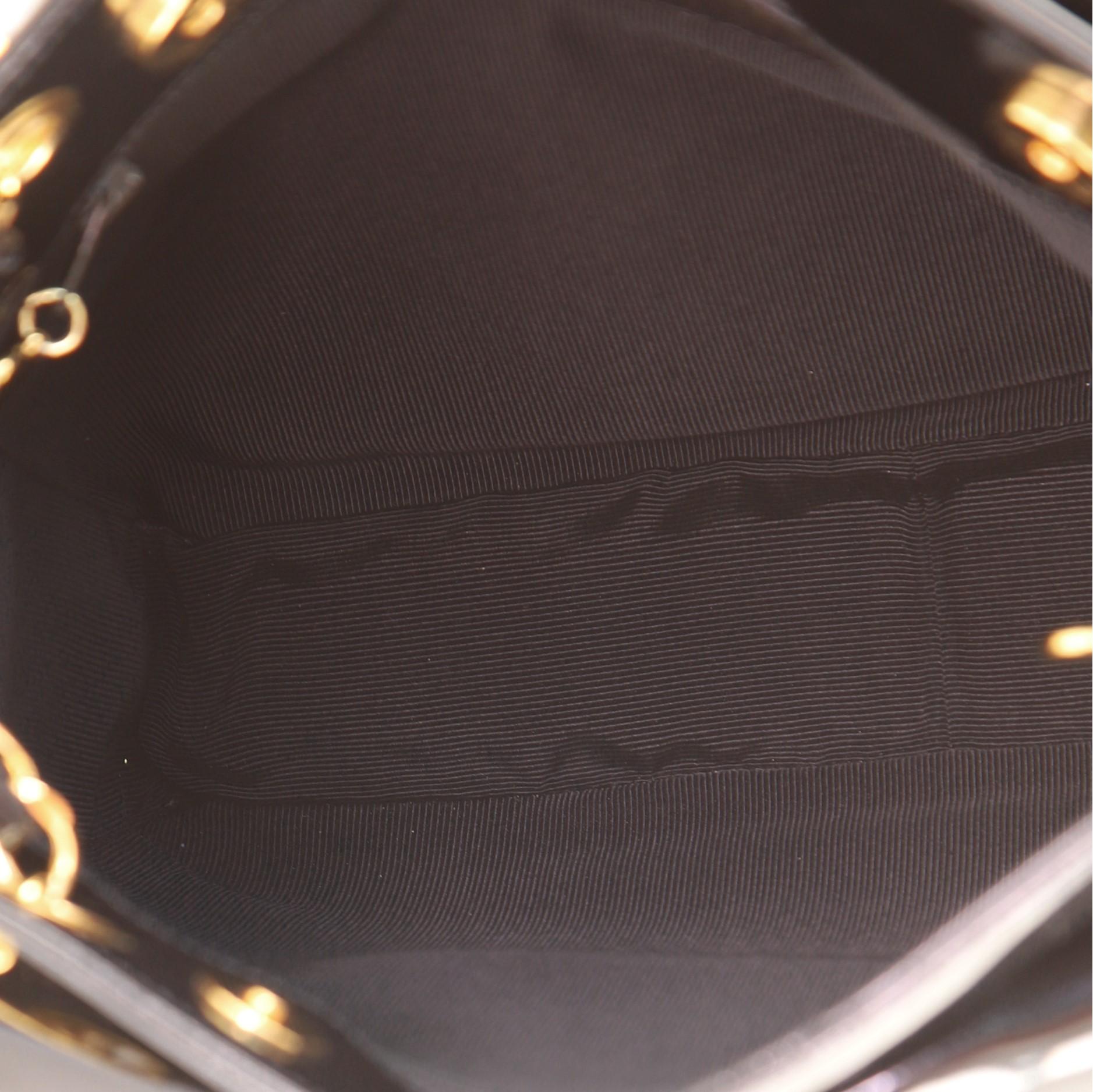 Chanel Vintage Black Patent Leather Front Pocket Chain Medium Tote Bag 1