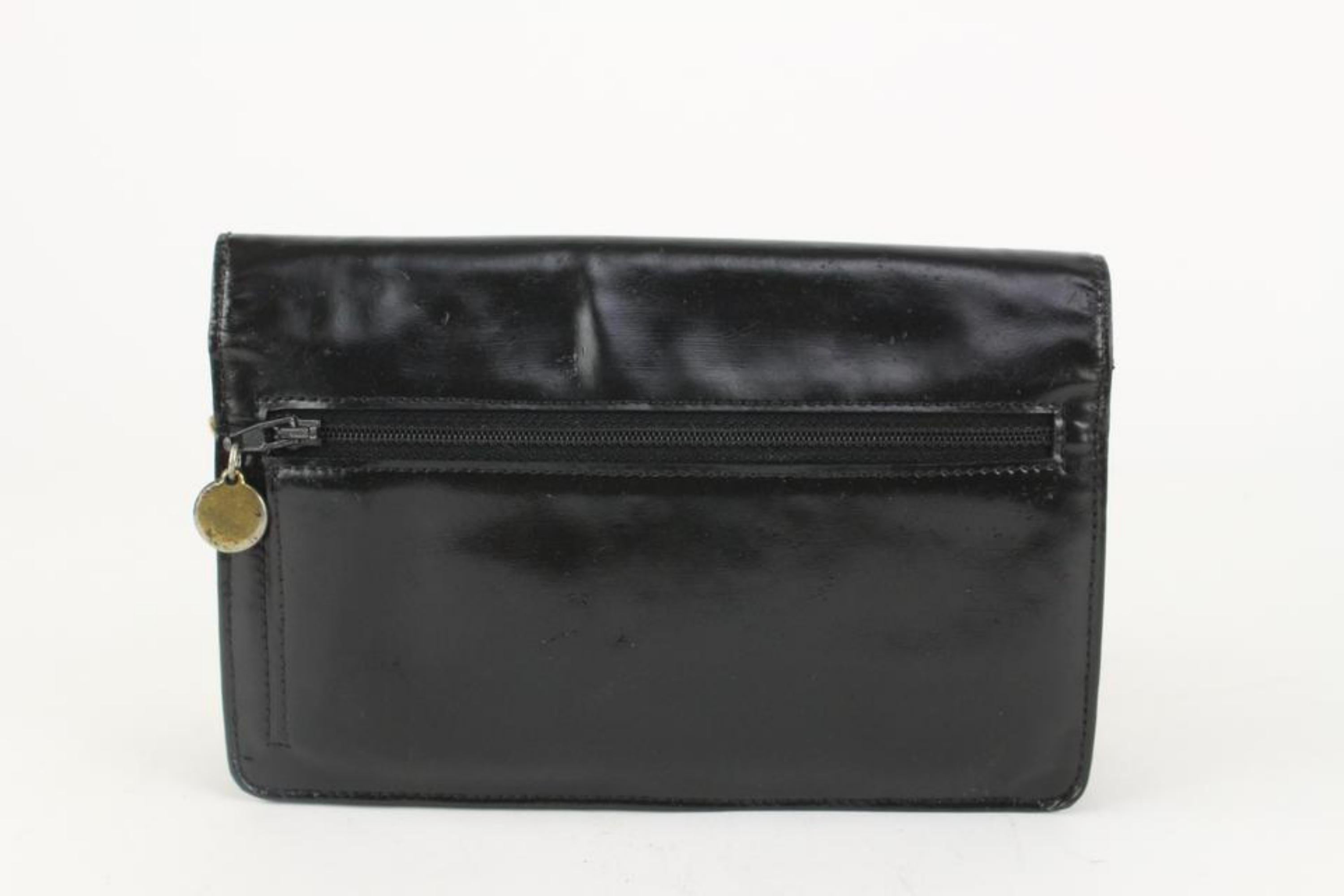Women's Chanel Vintage Black Patent Leather Timeless Wallet on Chain WOC Flap 1112c59 For Sale