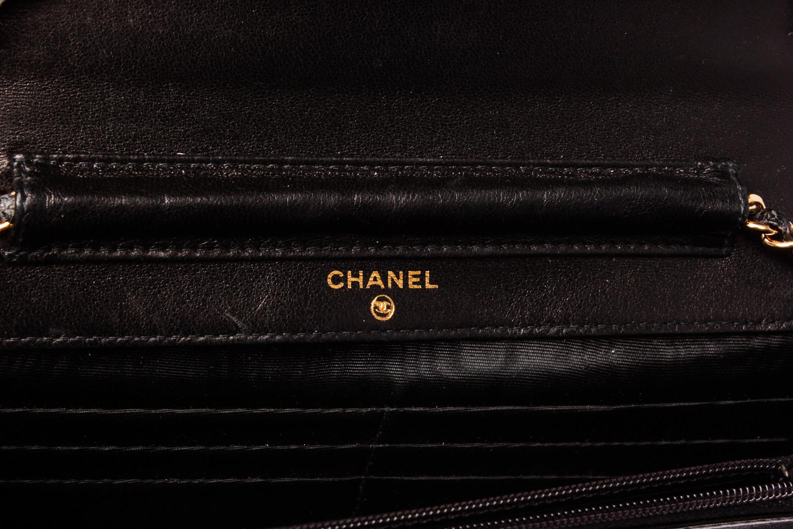 Chanel Vintage Black Patent Leather Wallet On Chain WOC Bag 1