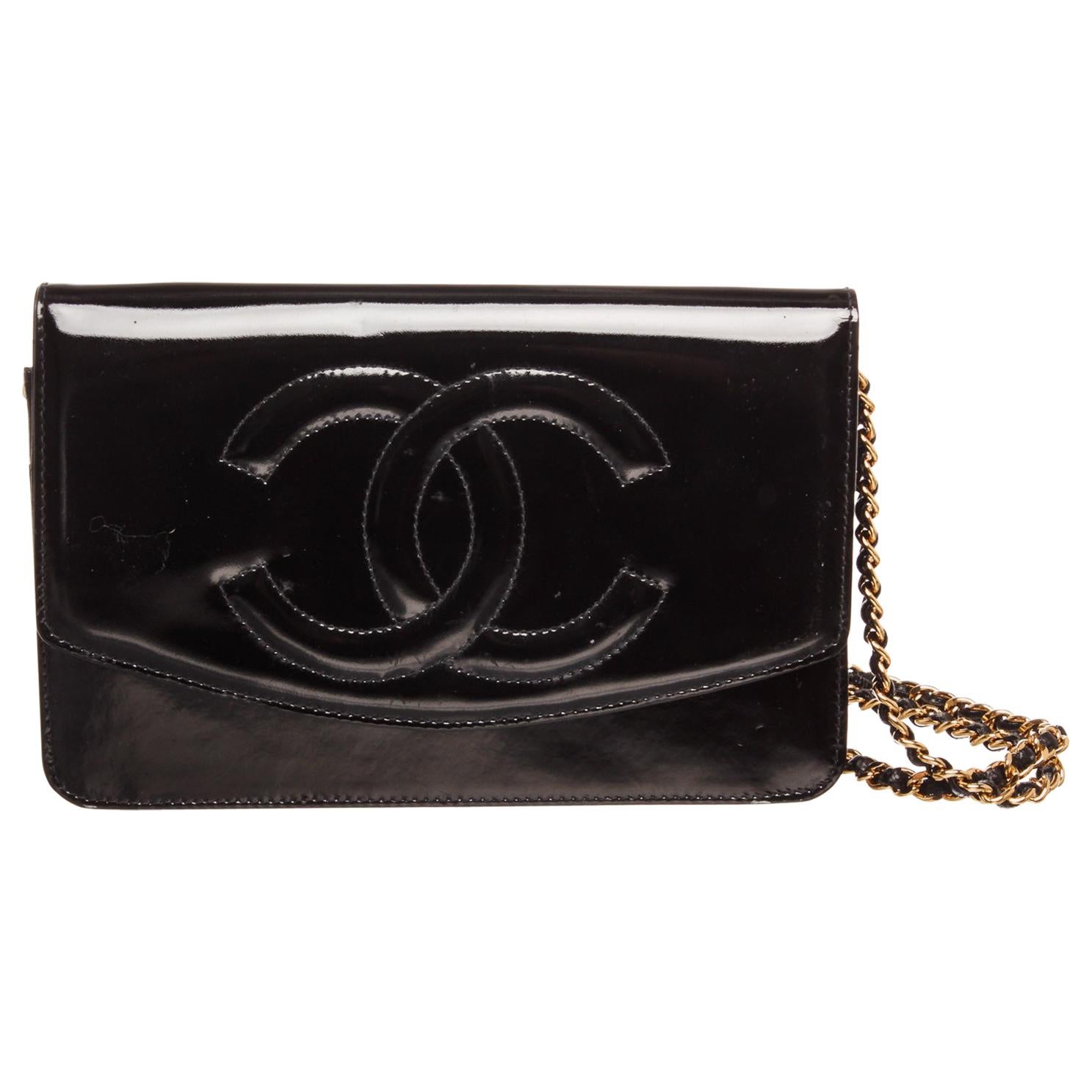 chanel small wallet on chain black