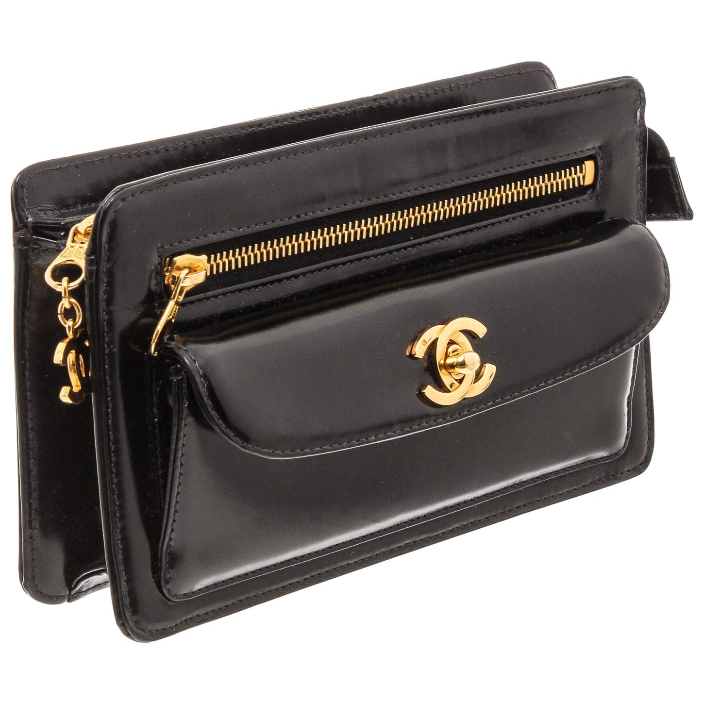 Chanel Vintage Black Patent Leather Wristlet Clutch Bag at 1stDibs  chanel  clutch wristlet, black leather wristlet clutch bag, chanel wristlet clutch
