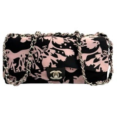 Chanel Vintage Black/Pink Canvas Structured Shoulder Bag in Excellent Condition