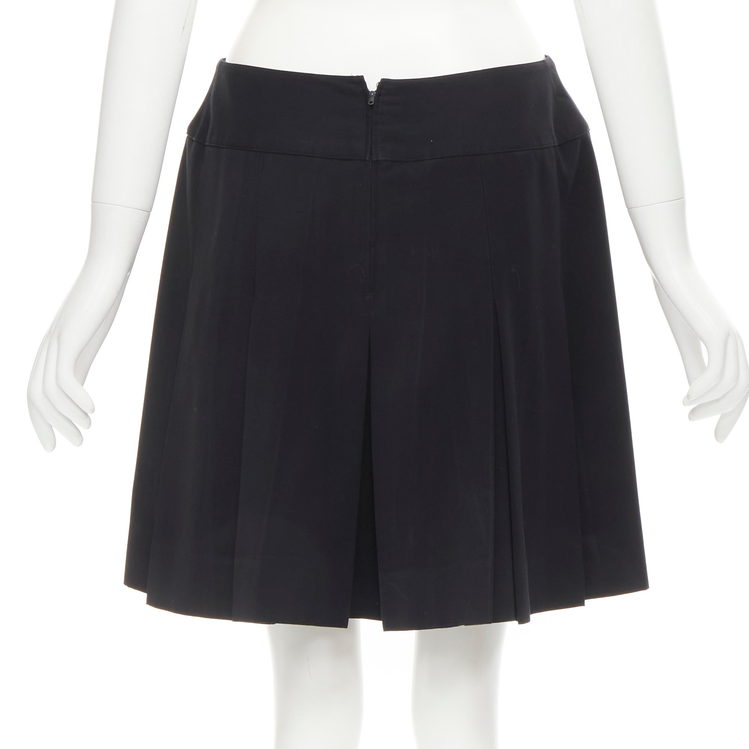 Women's CHANEL Vintage black polyester box pleat mini skirt FR42 L