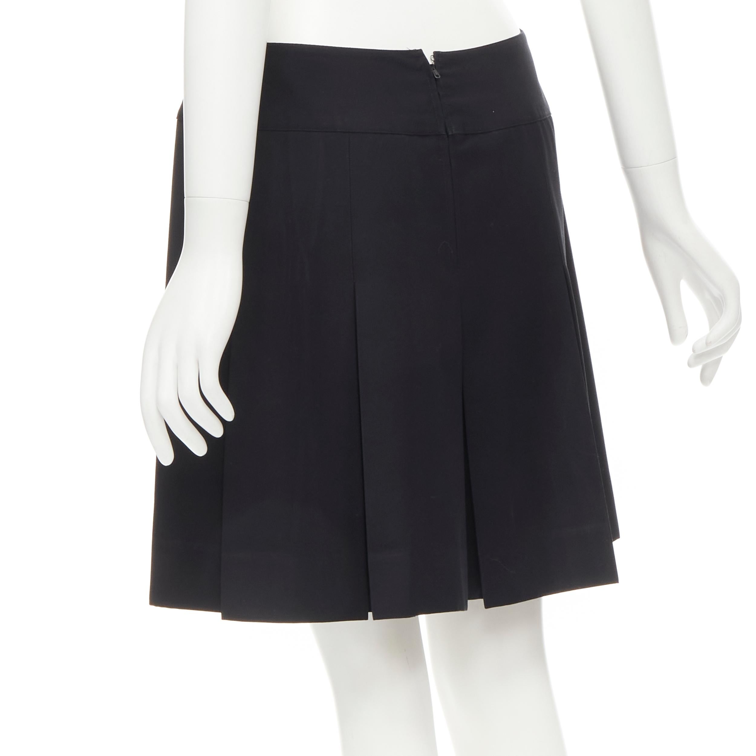 CHANEL Vintage black polyester box pleat mini skirt FR42 L 1