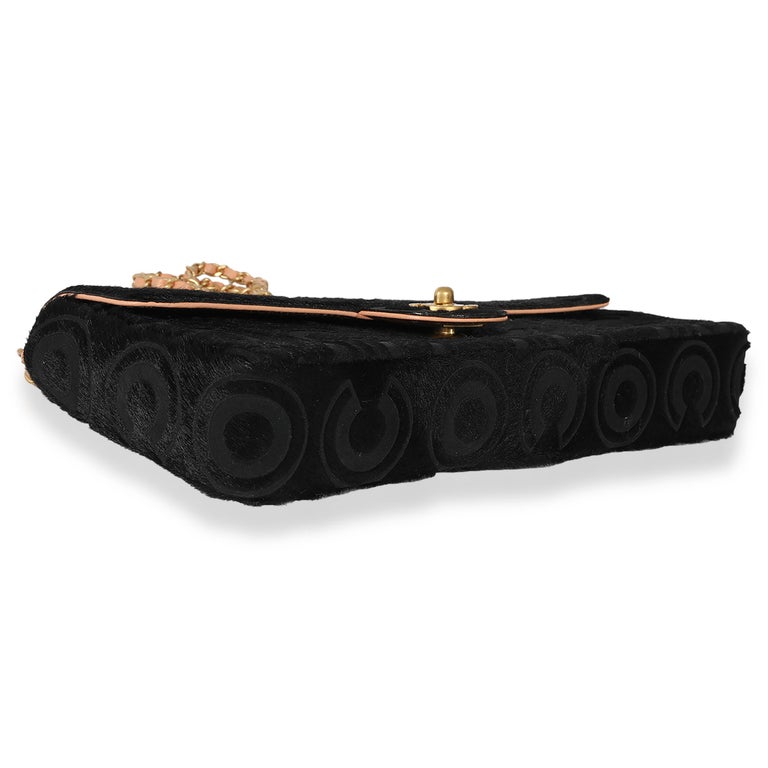 Chanel Vintage Black Pony Hair Coco East West Flap Bag For Sale at 1stDibs