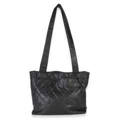 Chanel Vintage Black Quilted Caviar Double Pocket Tote