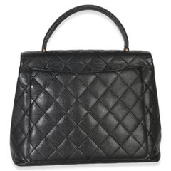 Chanel Vintage Black Quilted Caviar Kelly Top Handle Bag